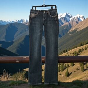 L.A. IDOL WOMEN'S BLUE JEANS 7 30/34 BOOTCUT ACROSS THE WAIST MEASURES 14‎ 3/4"